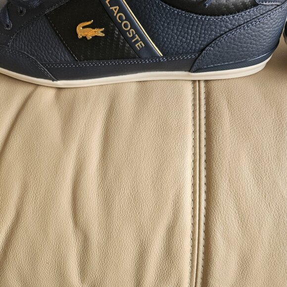 LACOSTE MEN'S LEATHER LACE-TO -TOE CHAYMON NAVY BLUE SNEAKERS US 11.5 BRAND NEW! - Picture 5 of 8